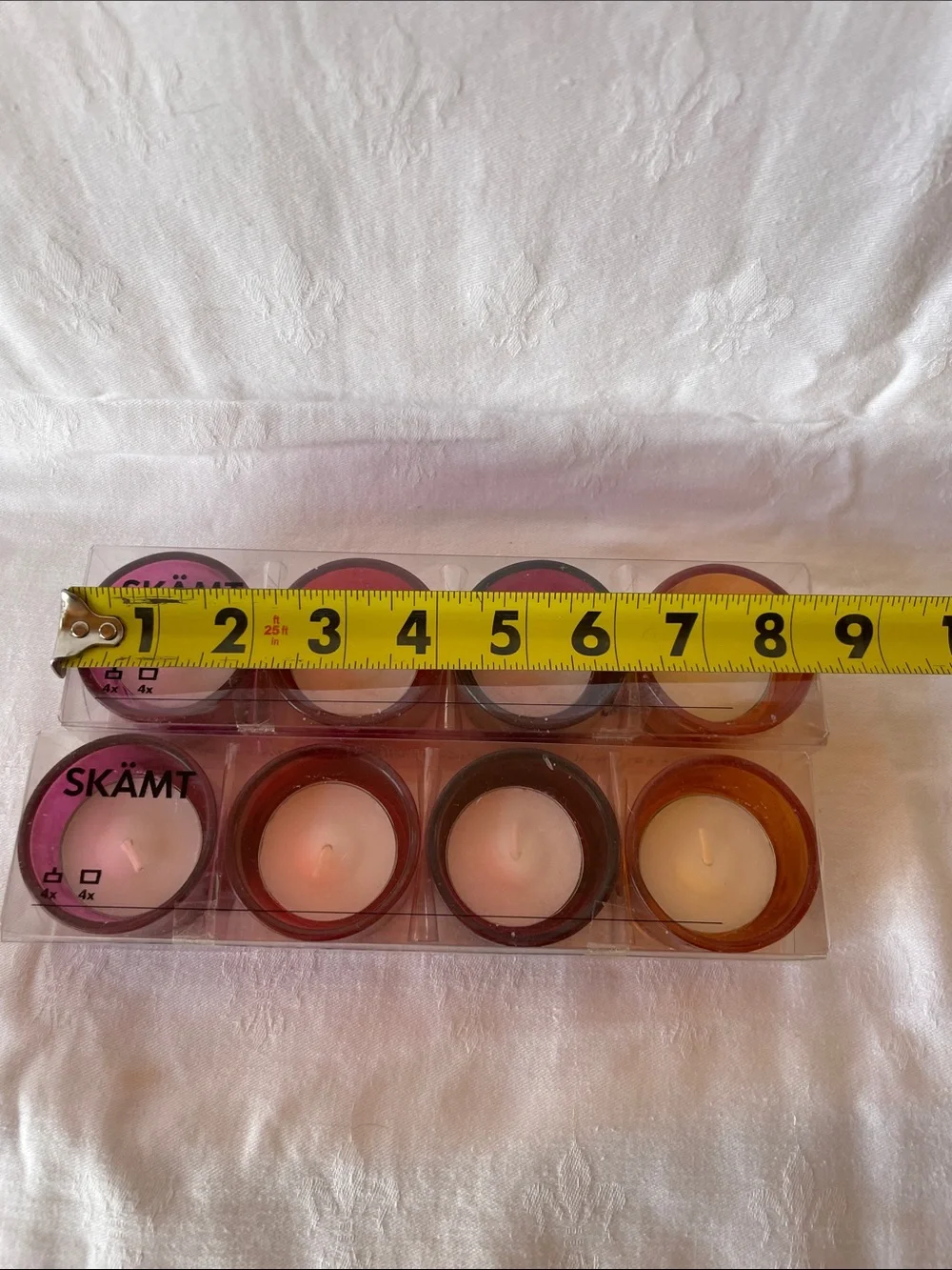 IKEA SKÄMT Pastel Tea Light Candles in Pink, Red and Orange - 8